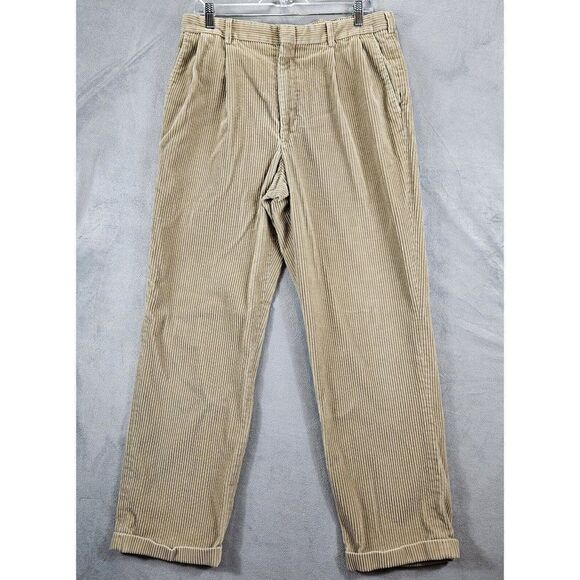 Lands End Pants Mens Size 36 Regular Tan Corduroy Comfort Traditional Fit - Picture 1 of 6